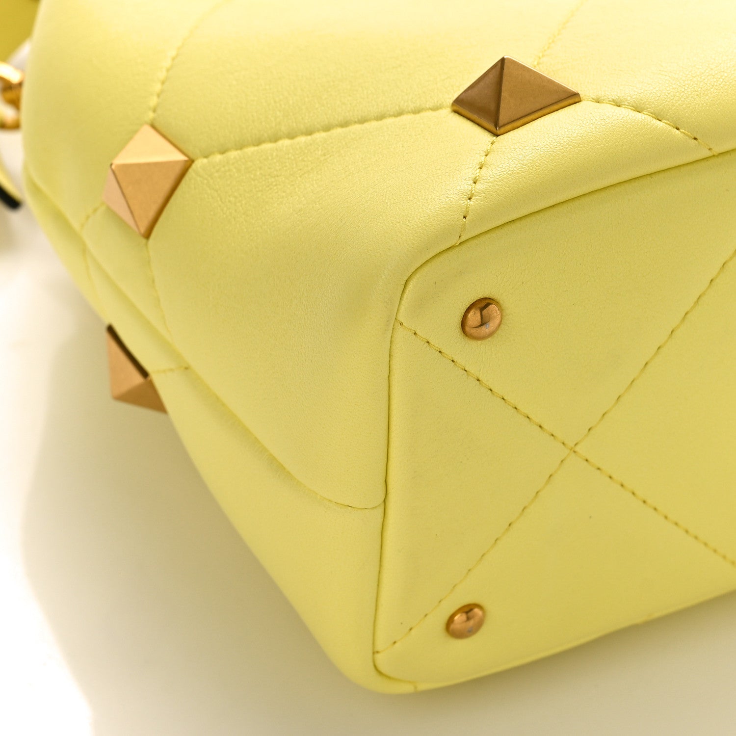 Valentino Garavani Nappa Small Roman Stud The Handle Bag Lime Sorbet 8 of 9