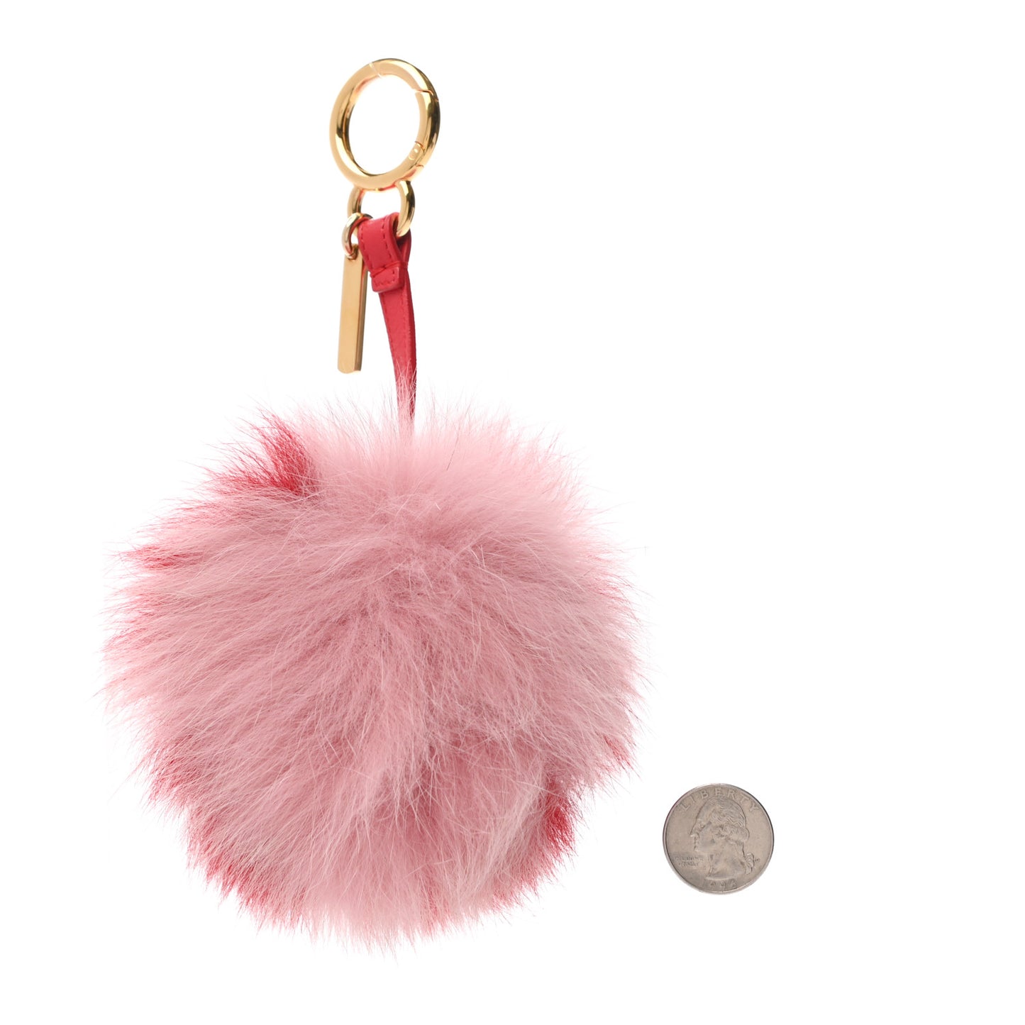 Fox Fur Pom Pom Bag Charm Red Pink
