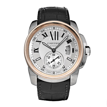Cartier Stainless Steel 18K Pink Gold Alligator 42mm Calibre de Cartier Automatic Watch 1 of 8