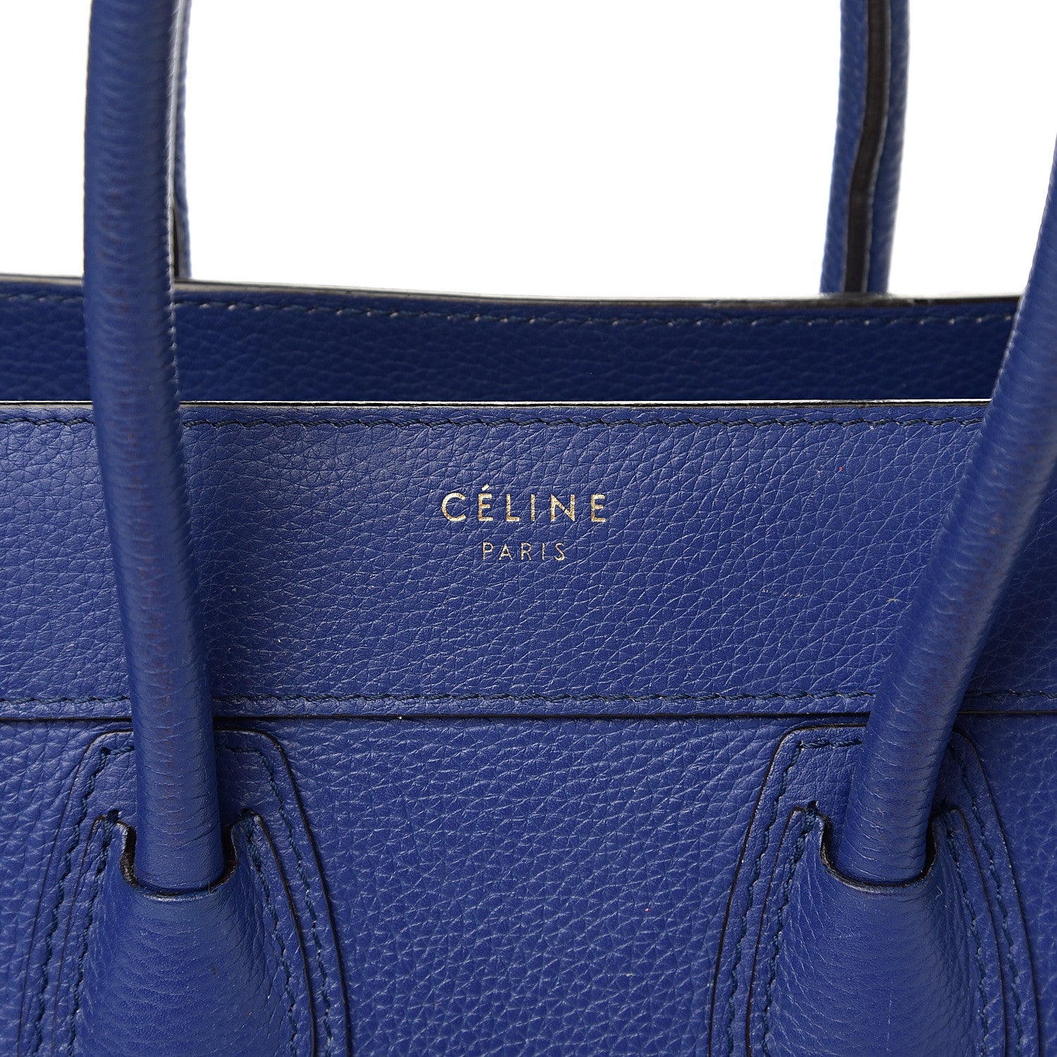 Celine Drummed Calfskin Mini Luggage Indigo 11 of 11