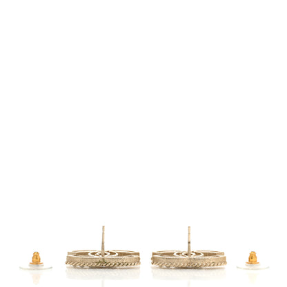 Chanel Pearl Crystal CC Stud Earrings Gold 3 of 4