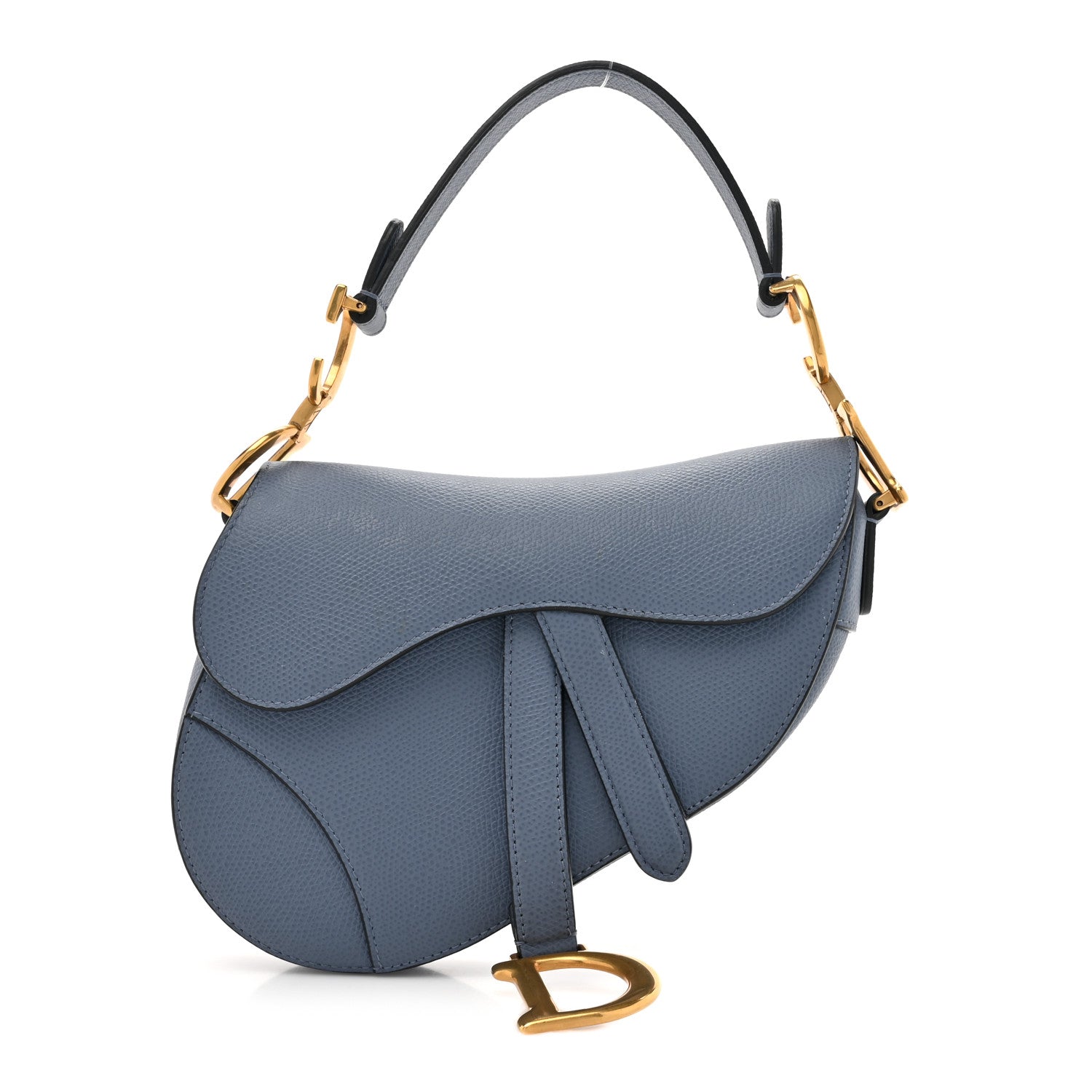 Christian Dior Grained Calfskin Mini Saddle Bag Sky Blue 1 of 11