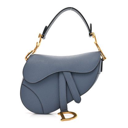 Christian Dior Grained Calfskin Mini Saddle Bag Sky Blue 1 of 11