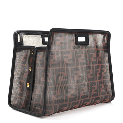 Fendi Mesh Vitello Century FF 1974 Mini Peekaboo Defender Cover Marrone Black Ebano 2 of 9
