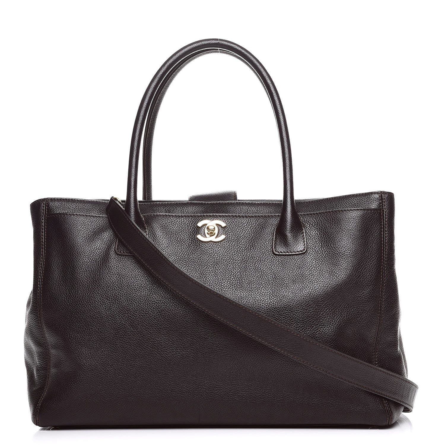 Chanel Calfskin Cerf Executive Shopper Tote Dark Brown 1 of 8