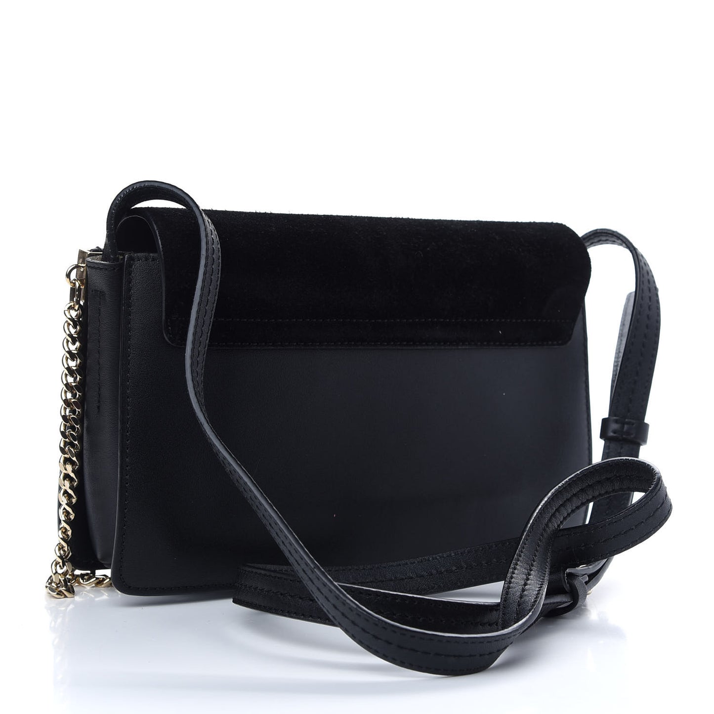 Suede Calfskin Small Faye Shoulder Bag Black