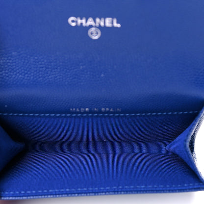 Chanel Caviar Quilted Flap Card Holder Wallet Blue 5 of 9