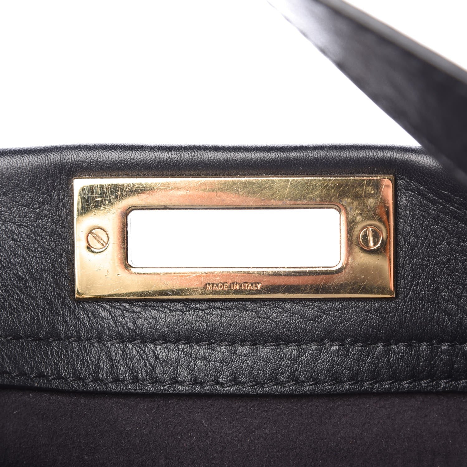 Fendi Vitello Seta Shiny Nappa Medium Peekaboo Iconic Satchel Black 10 of 11