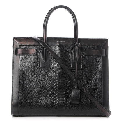 Saint Laurent Python Calfskin Embossed Small Sac de Jour Black 1 of 12