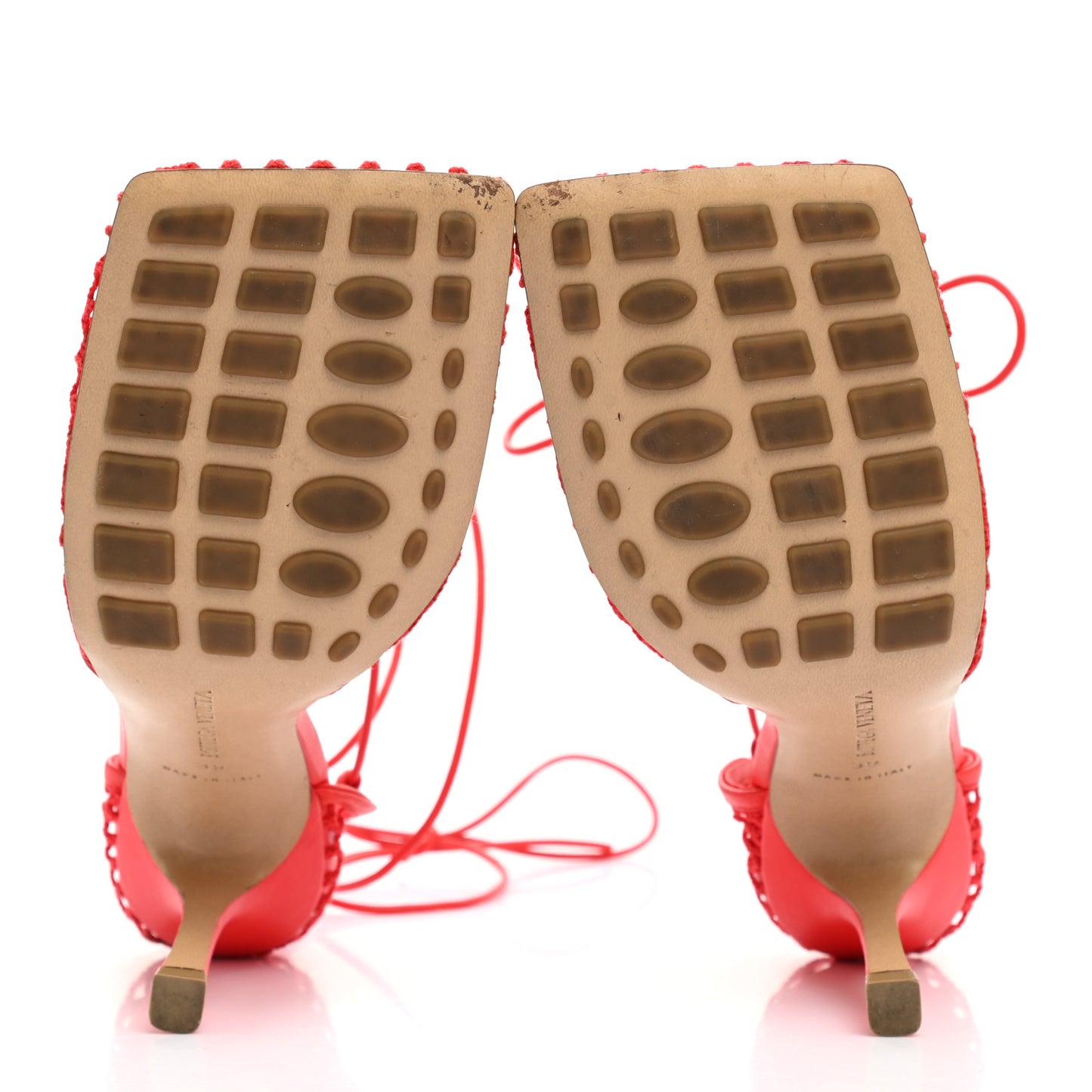 Mesh Nappa Stretch Ankle Tie Sandals 39 Tomato