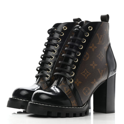 Louis Vuitton Patent Calfskin Monogram Star Trail Ankle Boots 38 Black 3 of 7