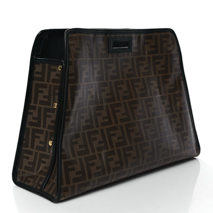 Fendi Glazed Fabric Vitello Century FF 1974 Stamp Patch Medium Peekaboo Defender Cover Mogano Panna Black 3 of 10