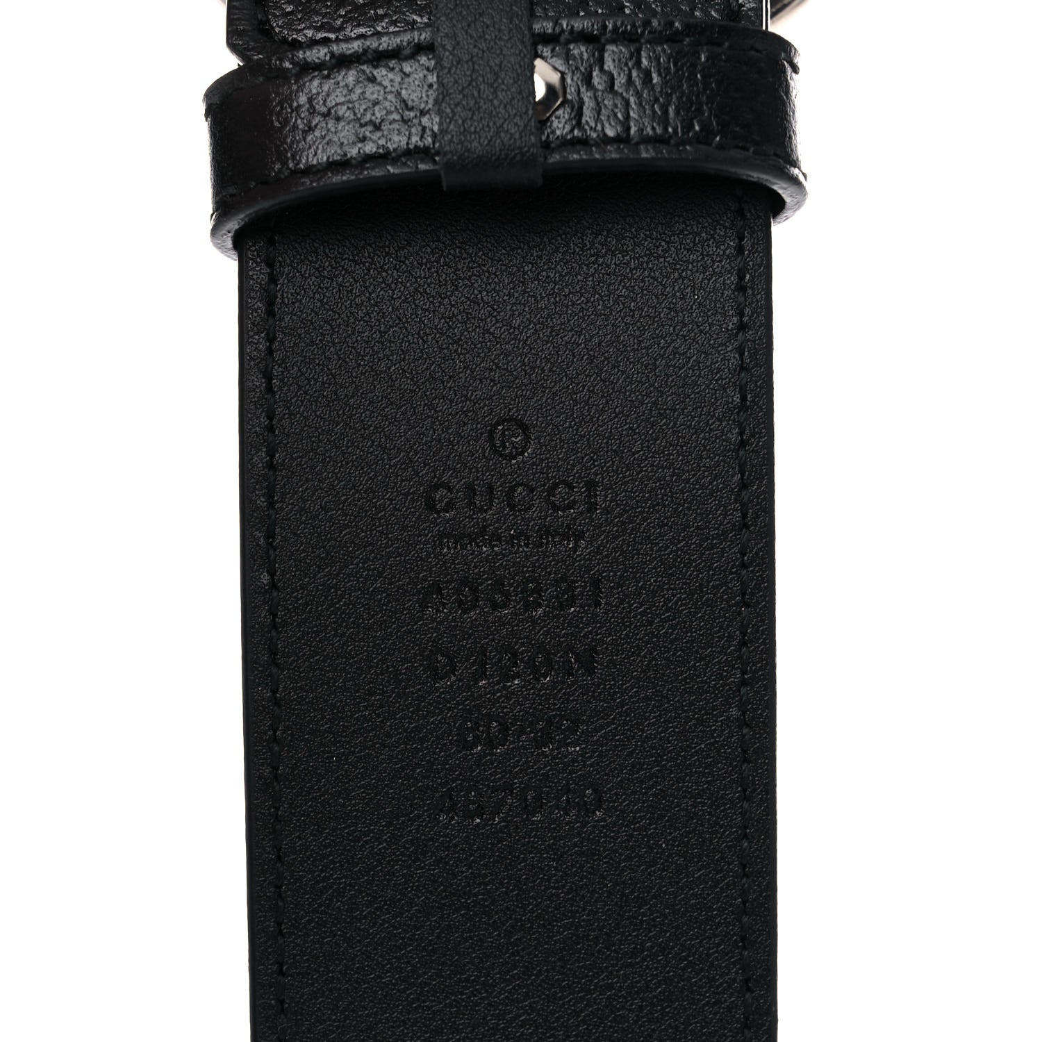 Gucci Textured Dollar Calfskin Nickel Double G 40mm Belt 80 32 Black 3 of 4