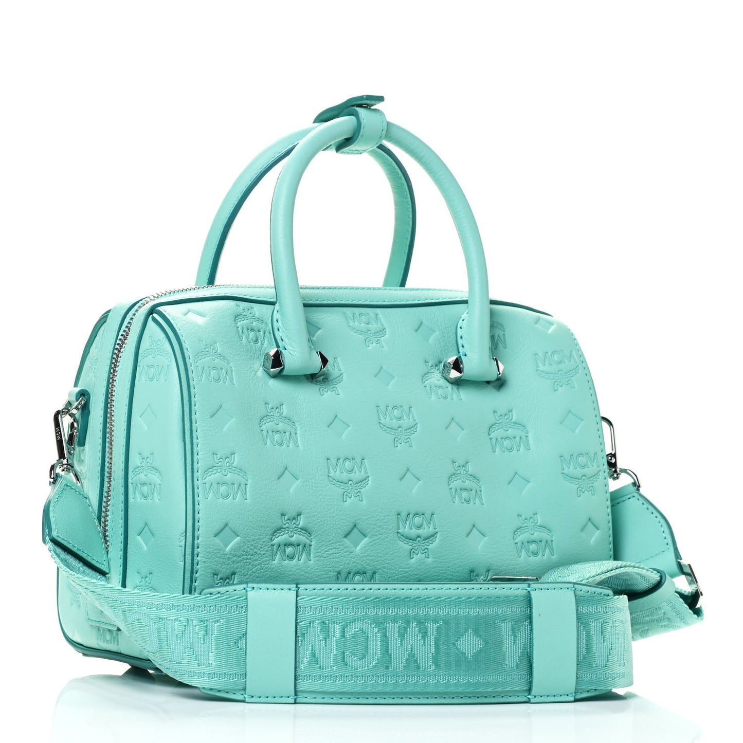Calfskin Ottomar Monogram Essential Boston Bag Pool Blue