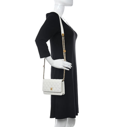 Chanel Caviar Quilted Twist Your Buttons Wallet On Chain WOC White 2 of 14
