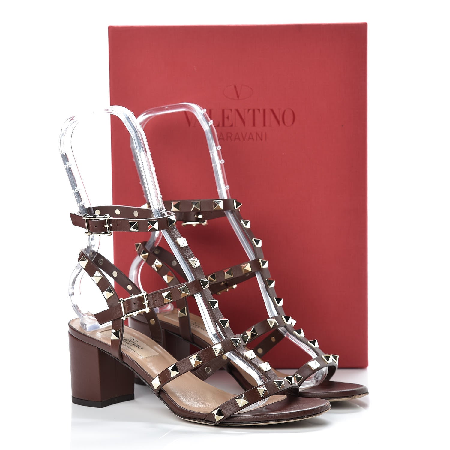 Valentino Garavani Calfskin Rockstud 60mm City Sandals 37 Light Brown 16 of 16