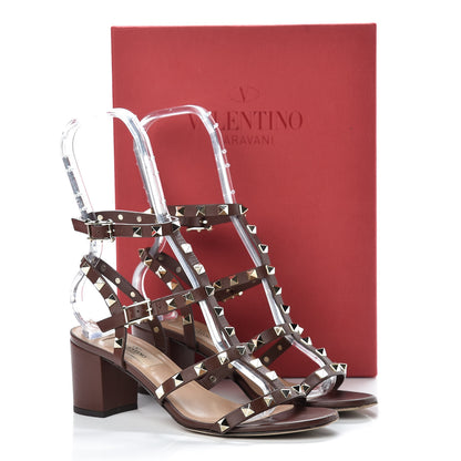 Valentino Garavani Calfskin Rockstud 60mm City Sandals 37 Light Brown 16 of 16