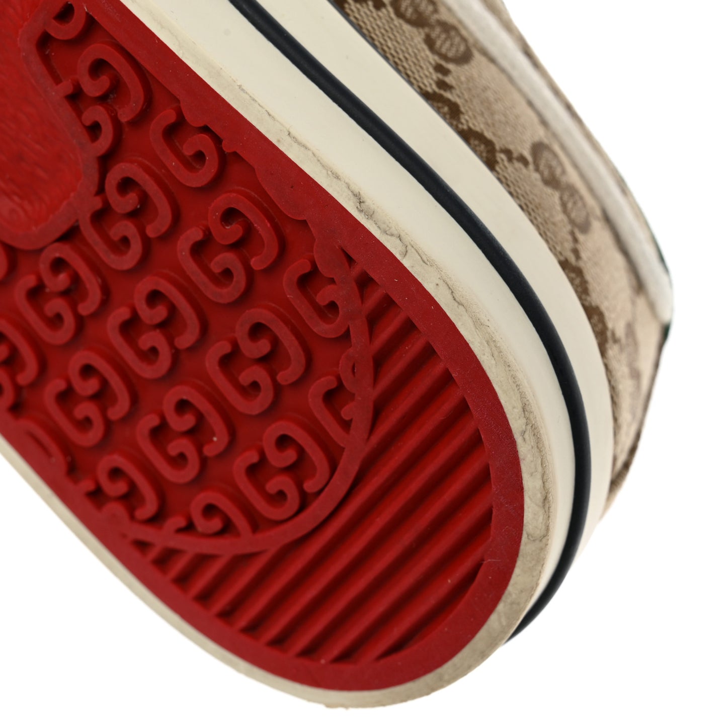 GG Monogram Web Mens 1977 Tennis Sneakers 10.5 Beige Ebony Mystic White