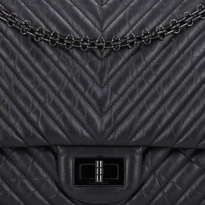 Chanel Aged Calfskin Chevron Quilted 2.55 Reissue 227 Flap So Black 8 of 10