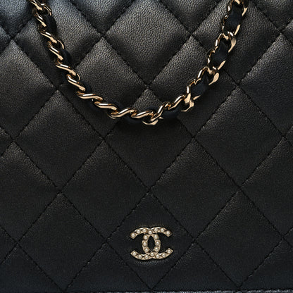 Chanel Iridescent Lambskin Quilted Pearl Wallet On Chain WOC Black 9 of 14
