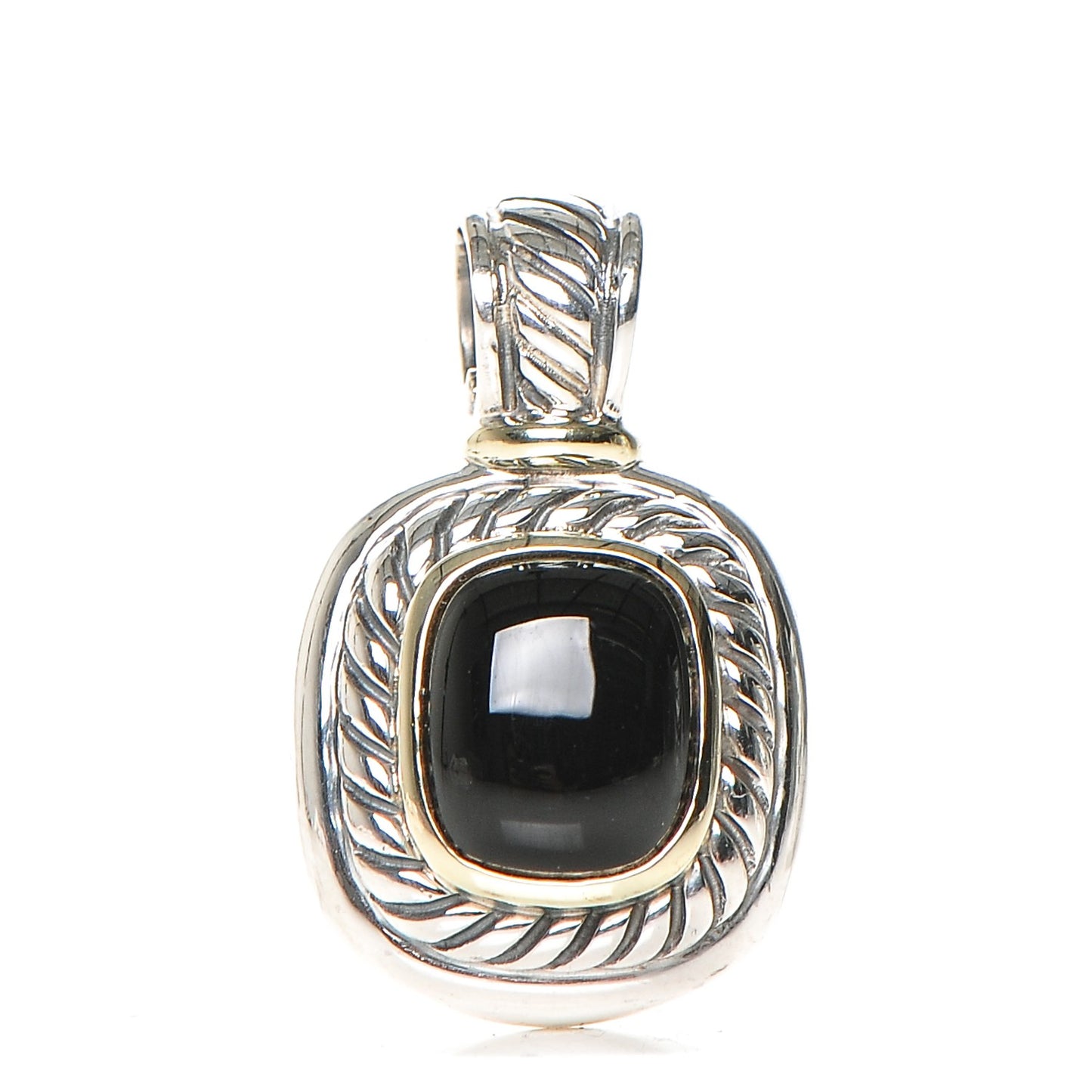 Sterling Silver 14K Gold Onyx 12mm Albion Enhancer Pendant