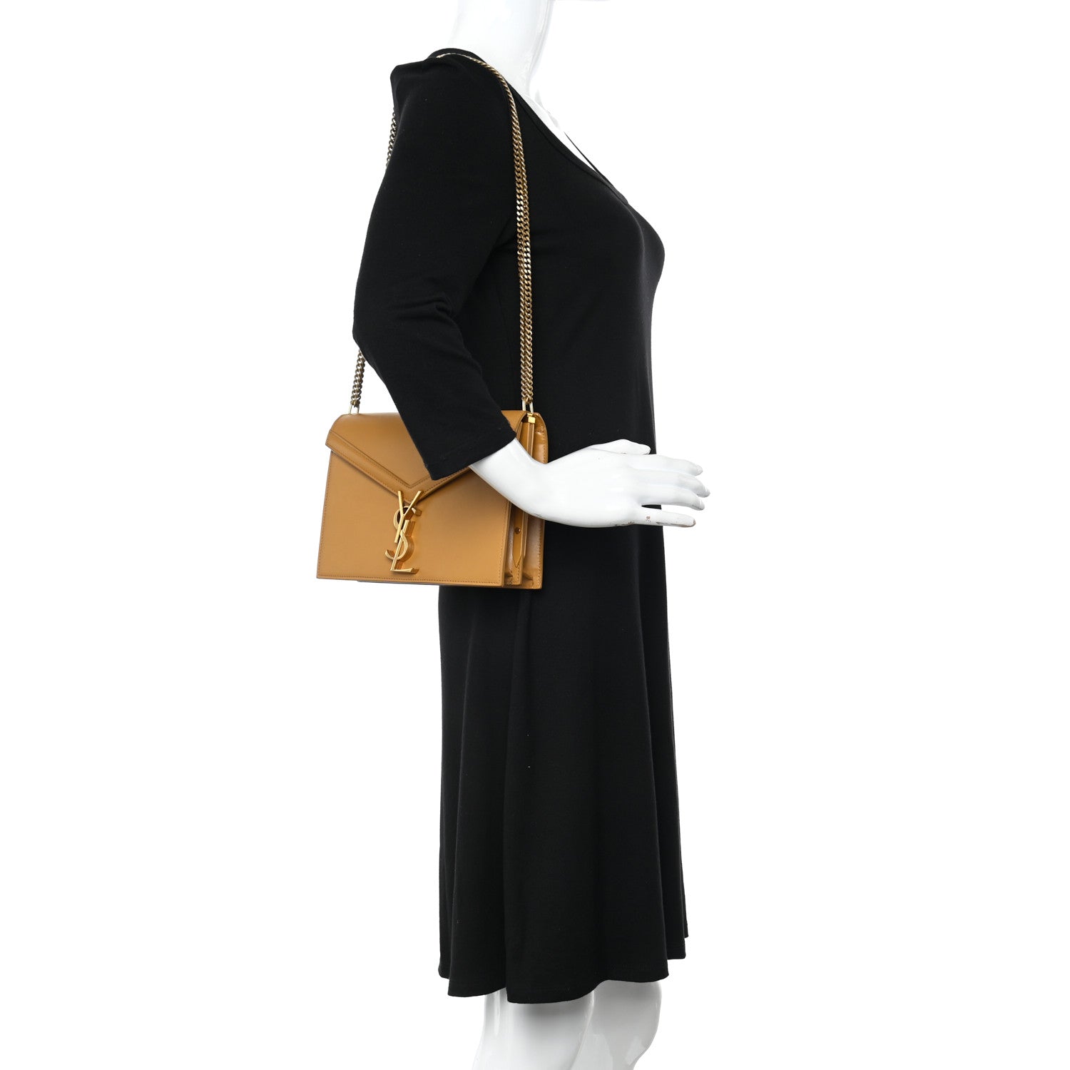 Saint Laurent Smooth Calfskin Monogram Cassandra Clasp Bag Cappuccino 2 of 12