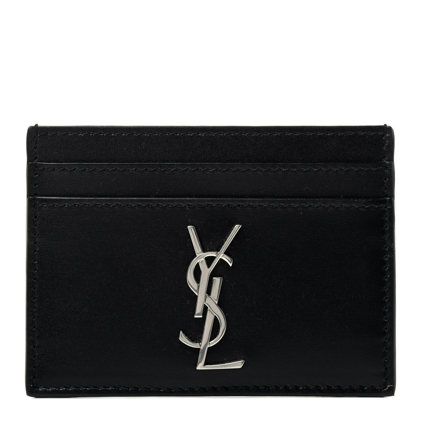 Calfskin Monogram Credit Card Case Black