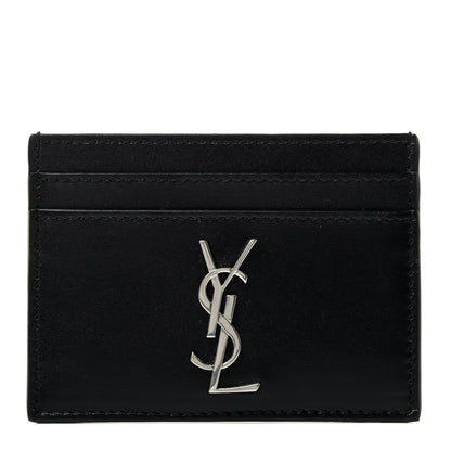 Saint Laurent Calfskin Monogram Credit Card Case Black 1 of 4