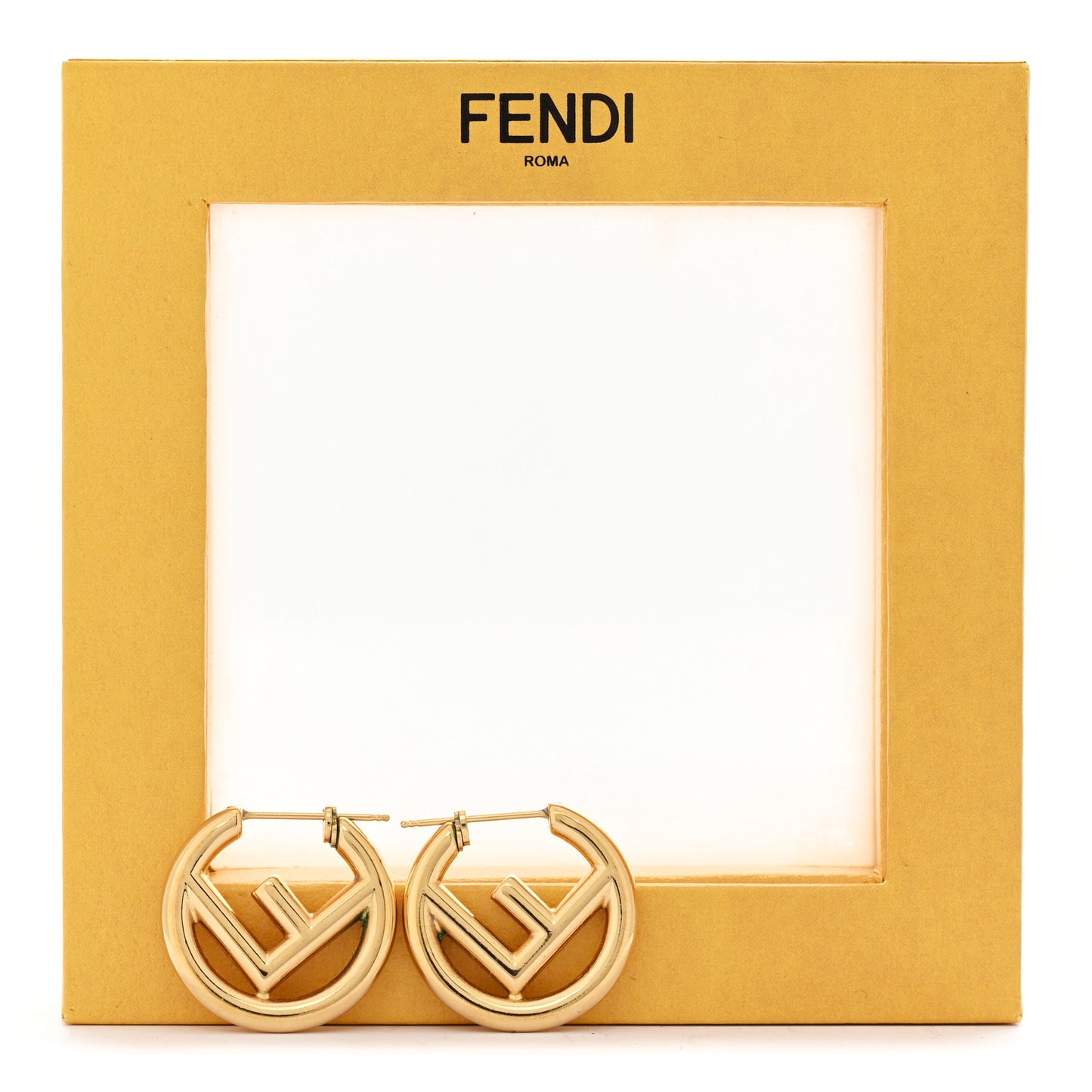 Metal FF Hoop Earrings Gold