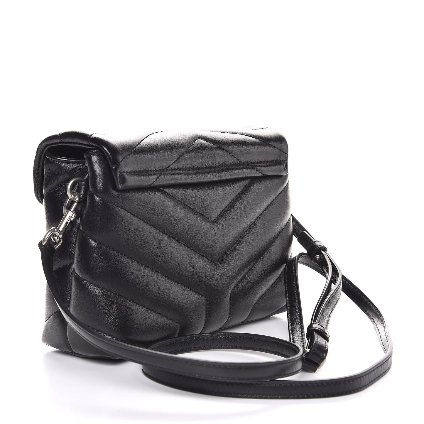 Calfskin Y Quilted Monogram Toy Loulou Crossbody Bag Black