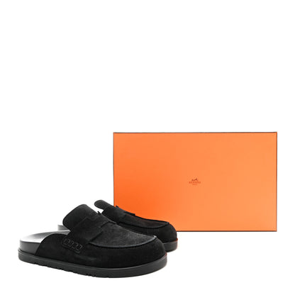 Hermes Suede Calfskin Go Mules 36 Black 9 of 9