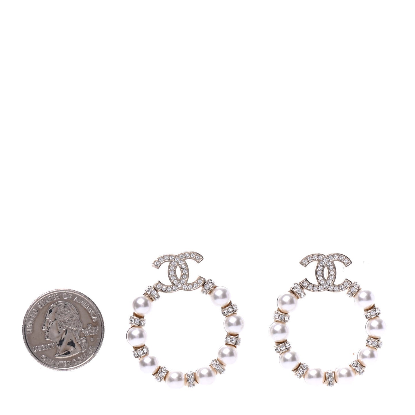 Pearl Crystal Nefertiti CC Drop Earrings Gold