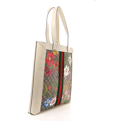 Gucci GG Supreme Monogram Flora Web Ophidia Vertical Shopping Tote White 4 of 13