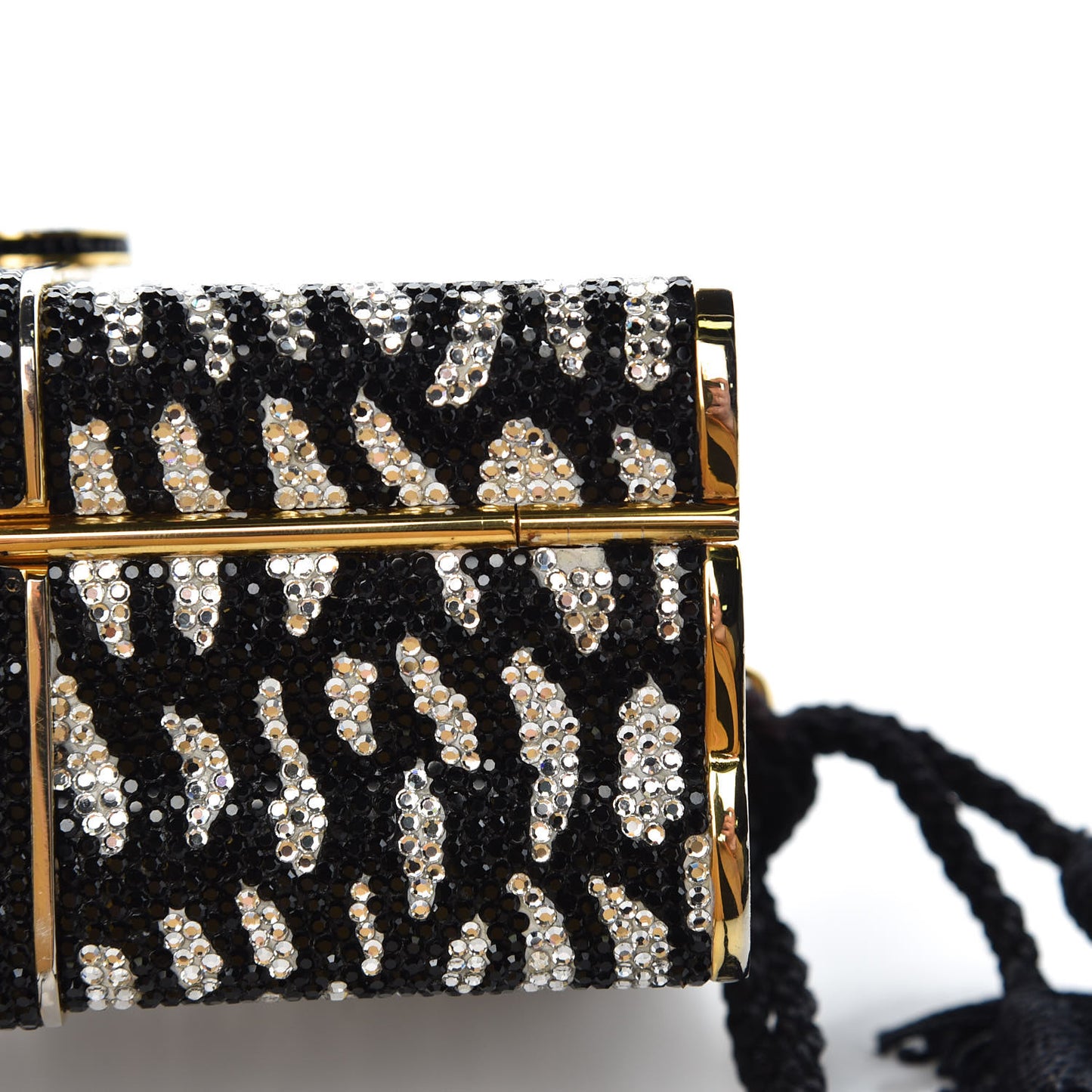 Swarovski Crystal Zebra Miniaudiere Clutch Black Silver