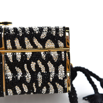 Judith Leiber Swarovski Crystal Zebra Miniaudiere Clutch Black Silver 16 of 17