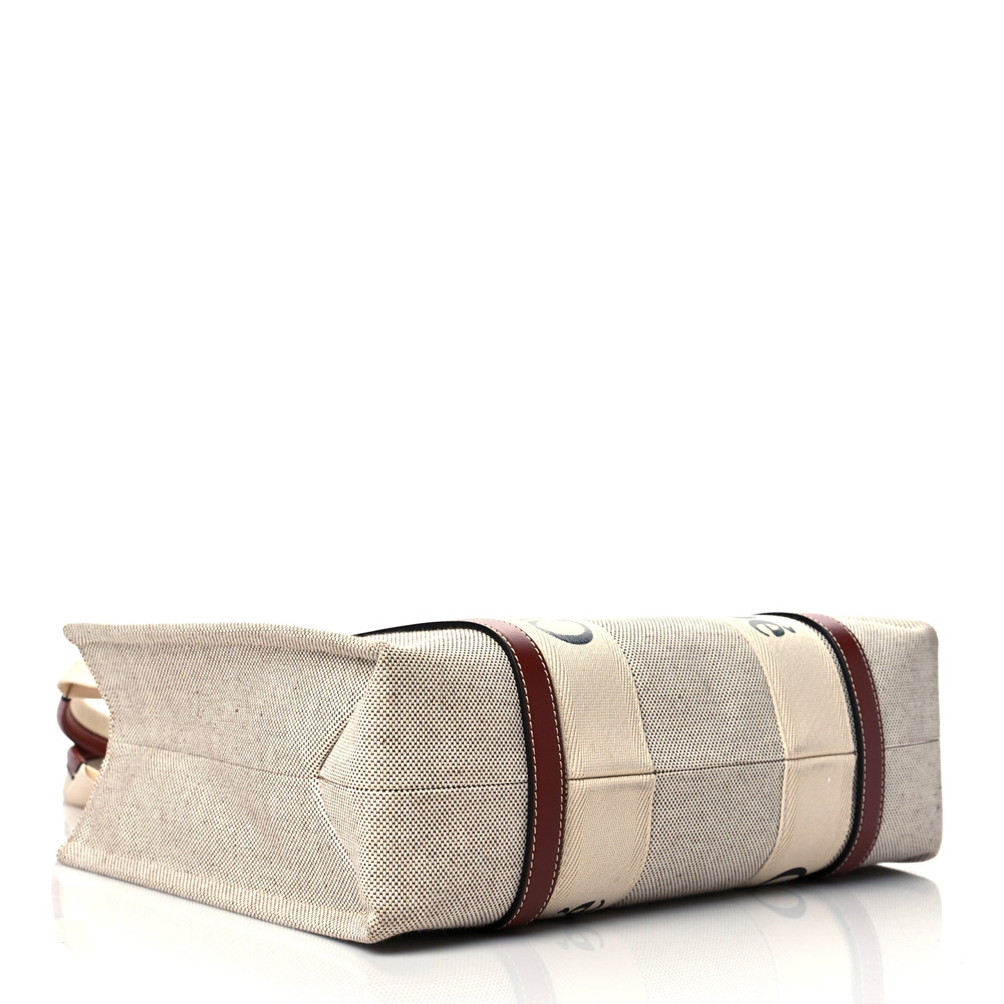 Cotton Calfskin Medium Woody Ribbon Tote White Brown