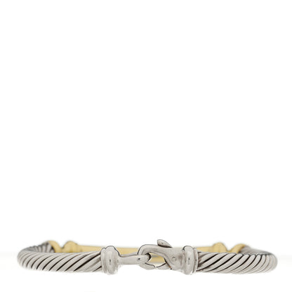 David Yurman Sterling Silver 14K Yellow Gold 5mm Metro Cable Bracelet 2 of 3
