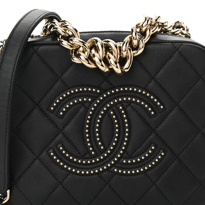 Chanel Lambskin Quilted Studded Quilted Vanity Case With Chain Black 8 of 10
