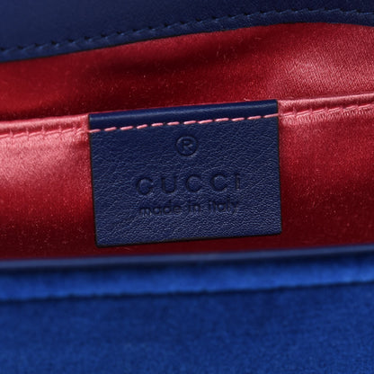 Gucci Velvet Matelasse Mini GG Marmont Shoulder Bag Cobalt Blue 6 of 9