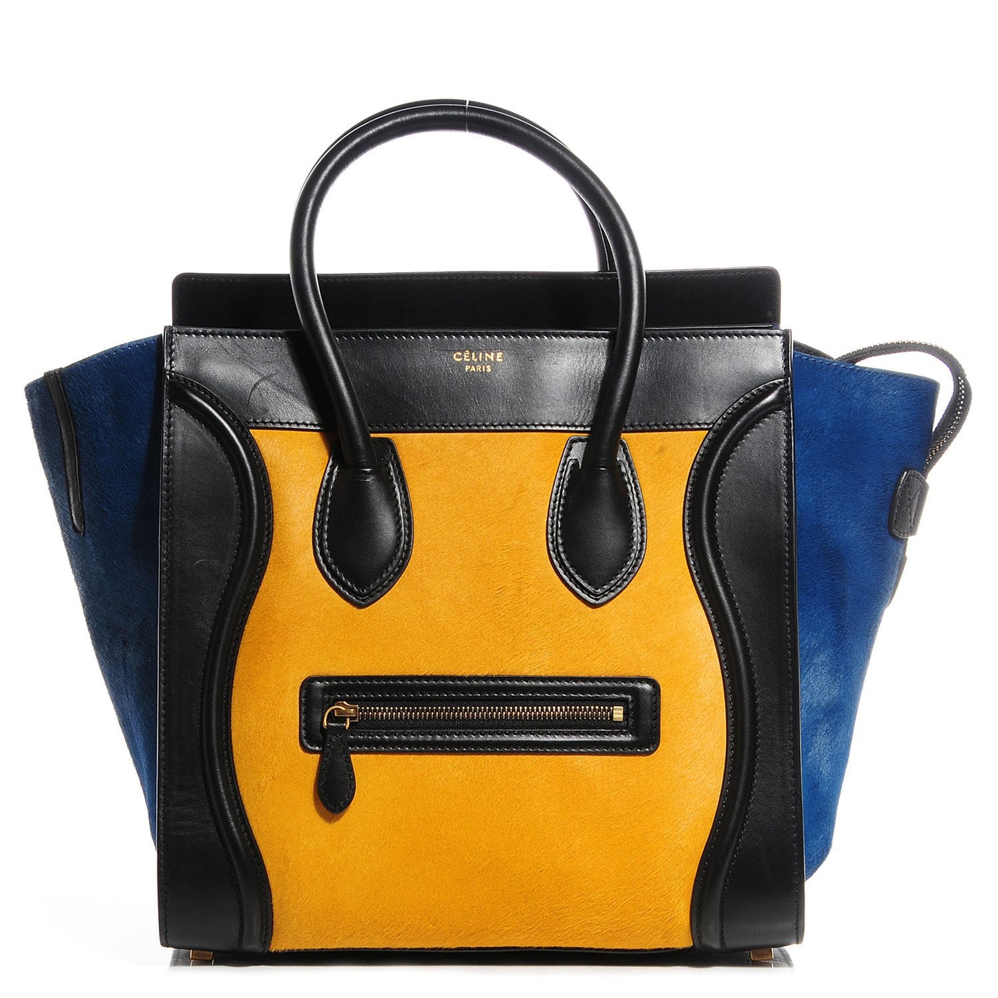 Pony Hair Mini Tri-Color Luggage Royal Blue