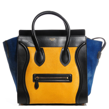 Celine Pony Hair Mini Tri-Color Luggage Royal Blue 1 of 7