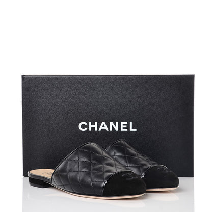 Chanel Lambskin Kid Suede Quilted Mules 36 Black 9 of 9