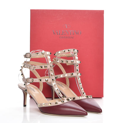 Valentino Garavani Calfskin Nappa Rockstud Ankle Strap 65mm Pumps 37 Crimson Poudre 8 of 8