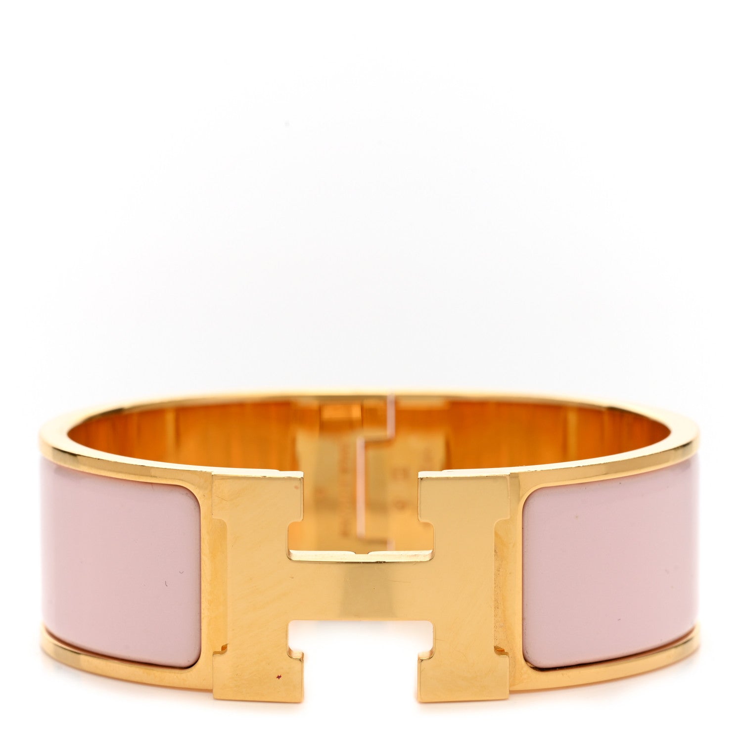 Hermes Enamel Wide Clic Clac H Bracelet PM Rose Poudre 1 of 5