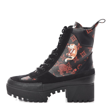 Louis Vuitton Suede Calfskin Catogram Laureate Platform Desert Boots 41 Black Marron 1 of 7