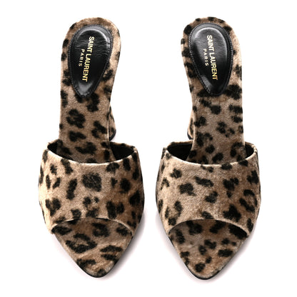 Saint Laurent Velvet Leopard Print Gippy 105 Sandals 38 Brown 2 of 9