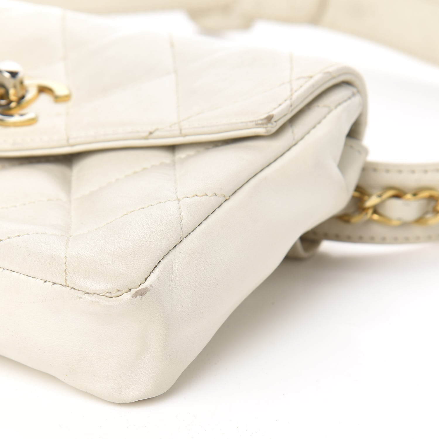 Chanel Lambskin Quilted Flap Waist Belt Bag White 13 of 14