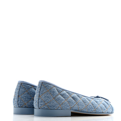 Chanel Denim Quilted CC Cap Toe Ballerina Flats 37 Light Blue 5 of 10