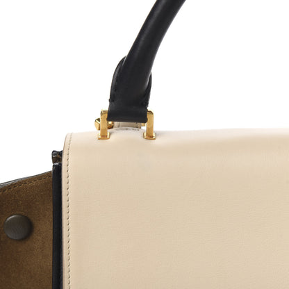 Celine Smooth Calfskin Suede Medium Tri-Color Trapeze Cream Black Brown 7 of 11
