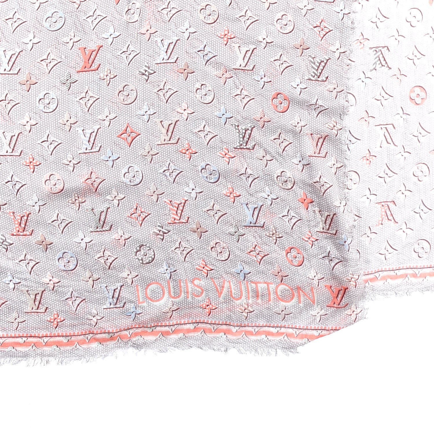 Louis Vuitton Silk Monogram Pop Shine Shawl Gray 4 of 4
